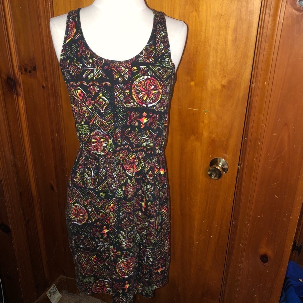 Women Patagonia black printed tank dress size xs